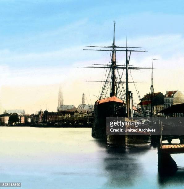 The harbour of Antwerp with the river Scheldt.