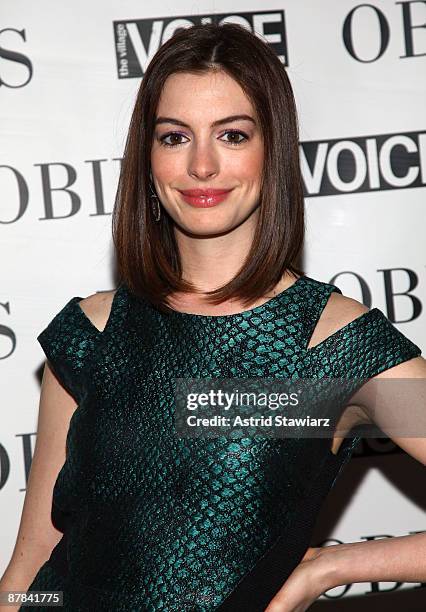 Anne Hathaway attends the 54th Annual Village Voice Obie Awards at Webster Hall on May 18, 2009 in New York City.