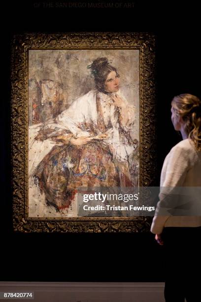 Nikolai Fechin's 'Portrait of Nadezhda Sapozhnikova' goes on view as part of Sotheby's bi-annual sale of Russian Art at Sotheby's on November 24,...