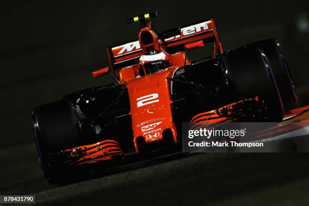 Stoffel Vandoorne of Belgium driving the McLaren Honda Formula 1 Team McLaren MCL32 on track during practice for the Abu Dhabi Formula One Grand Prix...