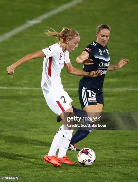 Maruschka Waldus of the Wanderers controls the ball during the round eight W-League match between the Melbourne Victory and Western Sydney Wanderers...