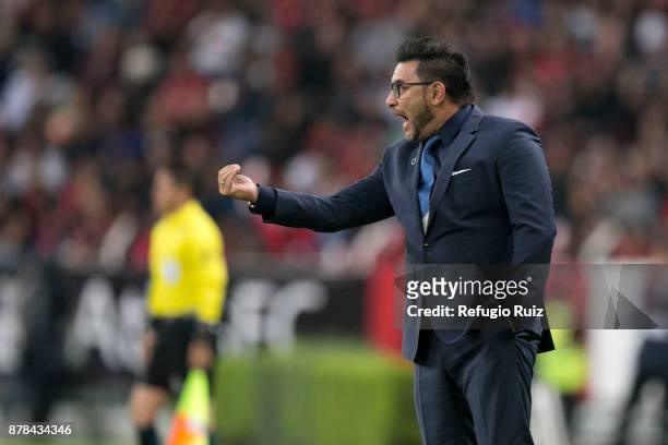 Antonio Mohamed coach of Monterrey gestures during the quarter finals first leg match between Atlas and Monterrey as part of the Torneo Apertura 2017...
