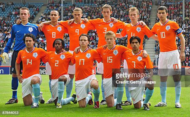 The team of Netherlands lines up Gerrit Jan ter Mate, Goalkeeper, Osama Rashid, Luc Castaignos, Stefan De Vrij, Dico Koppers, Oguzhan Oezyakup...