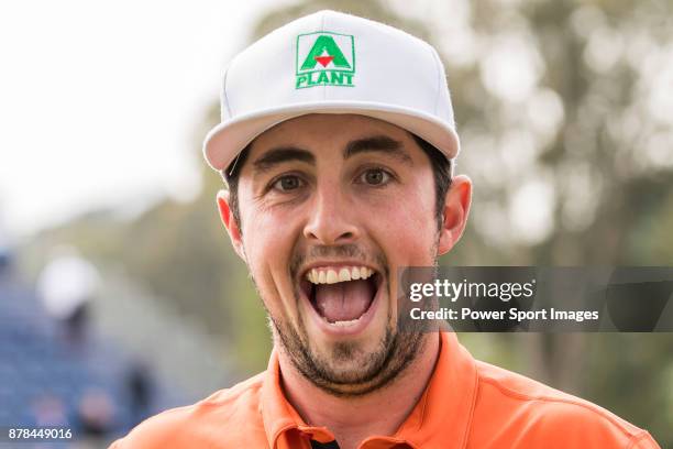 Alfie Plant of England reacts during round two of the UBS Hong Kong Open at The Hong Kong Golf Club on November 24, 2017 in Hong Kong, Hong Kong.