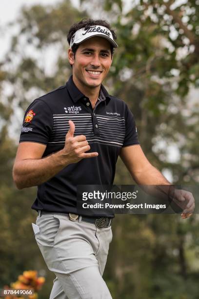 Carlos Pigem of Spain reacts during round two of the UBS Hong Kong Open at The Hong Kong Golf Club on November 24, 2017 in Hong Kong, Hong Kong.