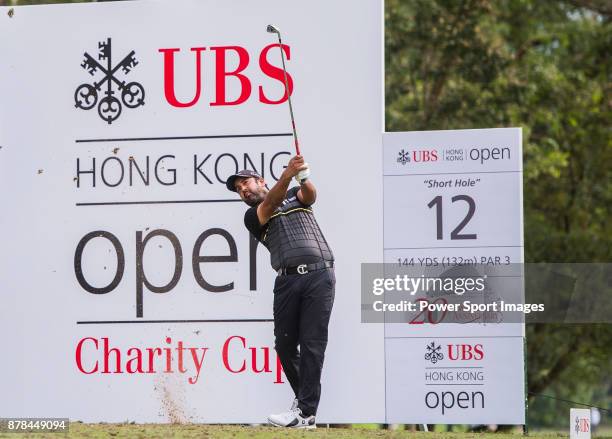 Shiv Kapur of India tees off during round two of the UBS Hong Kong Open at The Hong Kong Golf Club on November 24, 2017 in Hong Kong, Hong Kong.