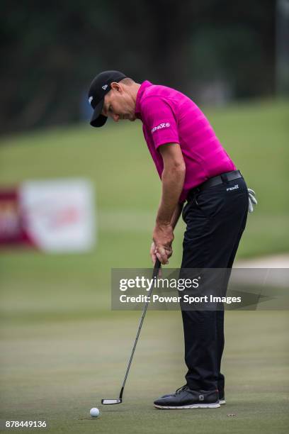 Sam Brazel of Australia plays a shot during round two of the UBS Hong Kong Open at The Hong Kong Golf Club on November 24, 2017 in Hong Kong, Hong...