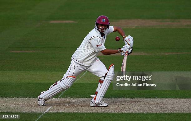 Ramnaresh Sarwan of West Indies in action during day four of the 2nd n-power test match between England and West Indies at The Riverside on May 17,...