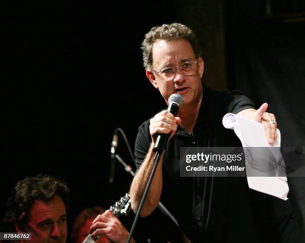 Cast member Tom Hanks performs during the presentation of the Shakespeare Festival/LA 2009 Simply Shakespeare adaptation of "The Comedy of Errors" at...