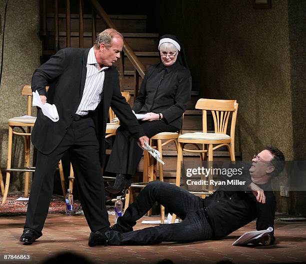 Cast members Kelsey Grammar flogs Tom Hanks on stage during the presentation of the Shakespeare Festival/LA 2009 Simply Shakespeare adaptation of...