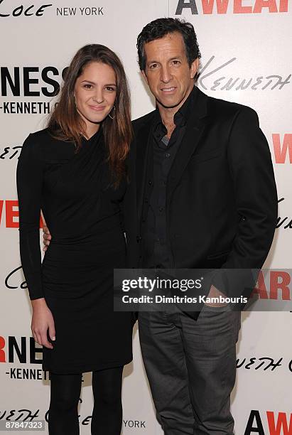 Designer Kenneth Cole and daughter Catie Cole attend the "Awearness" book launch at Kenneth Cole New York on November 12, 2008 in New York City.