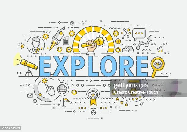 thin concept - explore - data driven icon stock illustrations