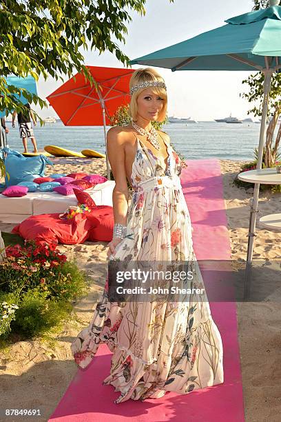 Actress Paris Hilton attends the Paris, Not France Cocktail Party at the 3.14 Beach during the 62nd Cannes Film Festival on May 19, 2009 in Cannes,...