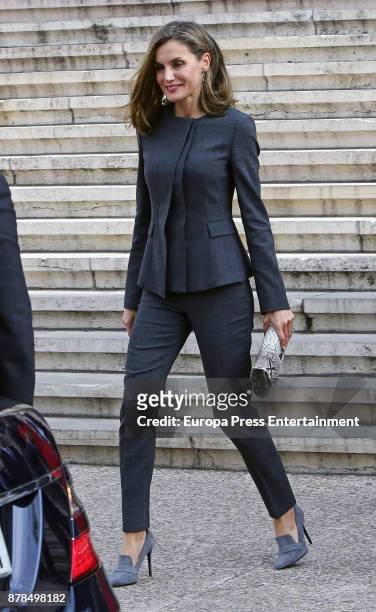 Queen Letizia of Spain meets the board of the National Library on November 24, 2017 in Madrid, Spain.