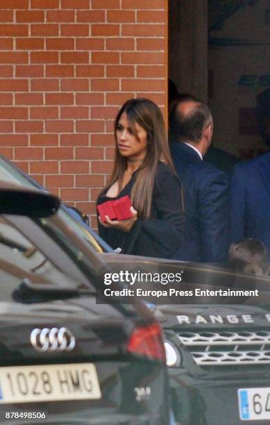 Barcelona football player Lionel Messi's wife Antonella Roccuzzo attends the giving ceremony of the Golden Boot award to Lionel Messi at the Old...