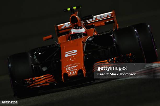 Stoffel Vandoorne of Belgium driving the McLaren Honda Formula 1 Team McLaren MCL32 on track during practice for the Abu Dhabi Formula One Grand Prix...