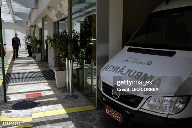 General view of the emergency entrance of the Samaritano hospital where an US vice-consul in Brazil, who was shot in the foot during an attempted...