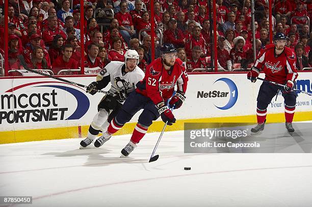 Washington Capitals Mike Green in action vs Pittsburgh Penguins Tyler Kennedy . Game 7. Washington, DC 5/13/2009 CREDIT: Lou Capozzola