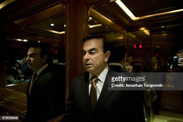 Carlos Ghosn, CEO of Nissan and Renault In the elevator of the peninsula hotel on the way to the Los Angeles auto show November 14, 2007 in Los...