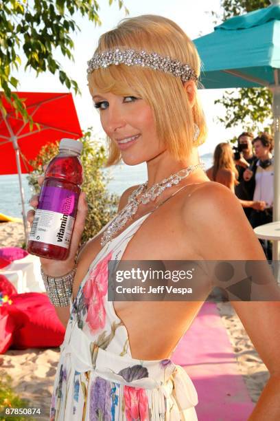 Paris Hilton attends the Paris Not France Cocktail Party at la plage vitaminwater during the 62nd Annual Cannes Film Festival on May 19, 2009 in...