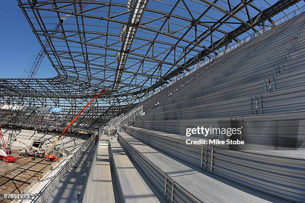 General view of the upperdeck being installed at Red Bull Arena which is currently under construction on May 19, 2009 in Harrison, New Jersey. Red...