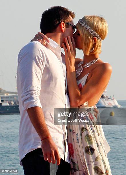 Doug Reinhardt and Paris Hilton attend the "Paris Not France" Cocktail Party at la plage vitaminwater during the 62nd Annual Cannes Film Festival on...