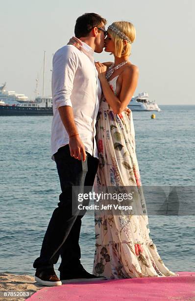 Doug Reinhardt and Paris Hilton attend the "Paris Not France" Cocktail Party at la plage vitaminwater during the 62nd Annual Cannes Film Festival on...