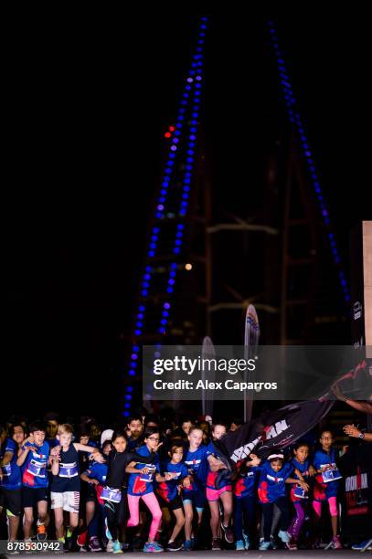 Kids compete during Ironkids ahead of IRONMAN 70.3 Middle East Championship Bahrain on November 24, 2017 in Bahrain, Bahrain.