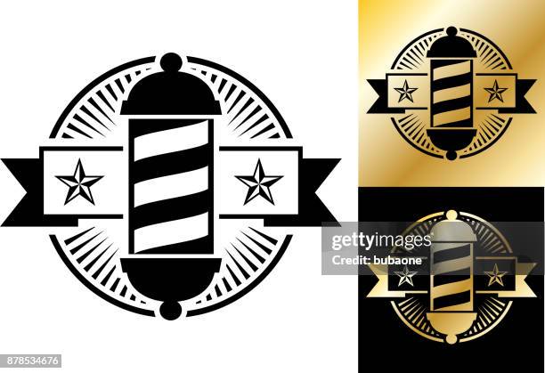 barber shop small business store badge. - barber pole stock illustrations