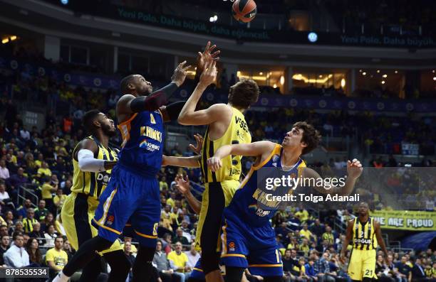 Thomas Robinson, #0 of Khimki Moscow and Alexey Shved, #1 of Khimki Moscow in action during the 2017/2018 Turkish Airlines EuroLeague Regular Season...