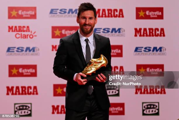 Lionel Messi received his fourth Golden Boot award on Friday for leading all of Europe's leagues in scoring last season; It was his fourth award...