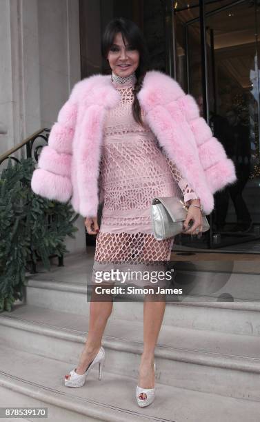 Lizzie Cundy sighting at the Langham Hotel on November 24, 2017 in London, England.