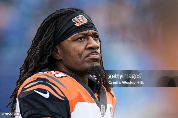 Adam Jones of the Cincinnati Bengals on the sidelines during a game against the Tennessee Titans at Nissan Stadium on November 12, 2017 in Nashville,...
