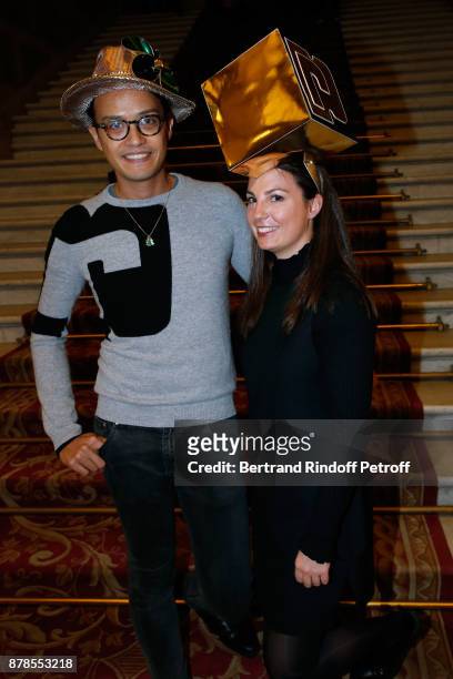 Nicolas and Catherinette of Paco Rabanne attend Maisons de Couture of Paris Celebrate Sainte-Catherine at Mairie de Paris on November 24, 2017 in...