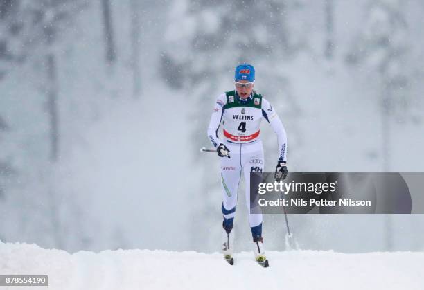 Anne Kylloenen of Finland during the cross country sprint qualification during the FIS World Cup Ruka Nordic season opening at Ruka Stadium on...