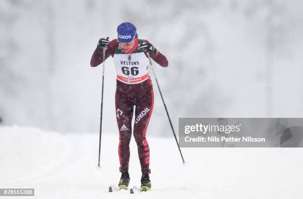 Anastasia Sedova of Russia during the cross country sprint qualification during the FIS World Cup Ruka Nordic season opening at Ruka Stadium on...