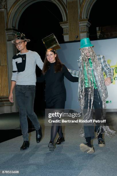 Catherinette and Nicolas of Paco Rabanne attend Maisons de Couture of Paris Celebrate Sainte-Catherine at Mairie de Paris on November 24, 2017 in...