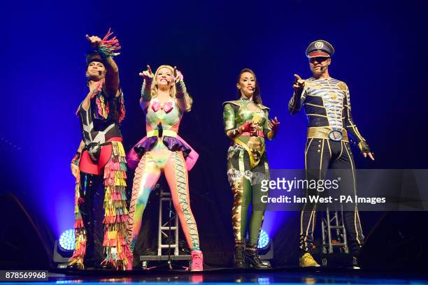 The Vengaboys performing at the O2 Arena in London, ahead of performance by Steps.