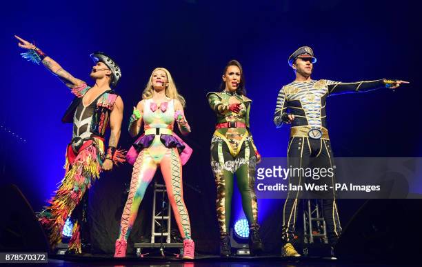 The Vengaboys performing at the O2 Arena in London, ahead of performance by Steps.