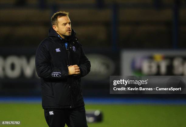 Cardiff Blues' Head Coach Danny Wilson during the pre match warm up during the Guinness Pro14 Round 9 match between Cardiff Blues and Connacht Rugby...