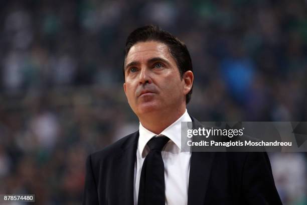 Xavi Pascual, Head Coach of Panathinaikos Superfoods Athens react during the 2017/2018 Turkish Airlines EuroLeague Regular Season Round 9 game...