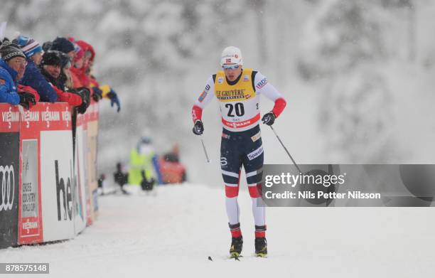 Finn Haagen Krogh of Norway during the cross country sprint qualification during the FIS World Cup Ruka Nordic season opening at Ruka Stadium on...