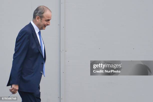 The Leader of Ireland's opposition Fianna Fail party, Micheal Martin, seen walking in the grounds of Leinster House in Dublin. In Dublin, Ireland, on...