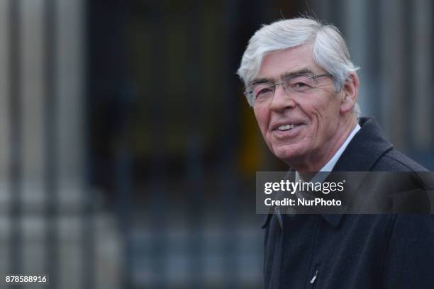 Alan Dukes, an Irish former Fine Gael politician seen outside Leinster House in Dublin. In Dublin, Ireland, on Friday, 24 November 2017.