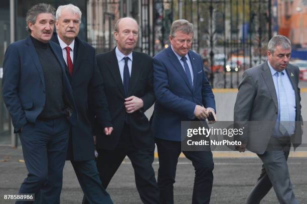 Members of the Independent Alliance Parliamentary Party John Halligan, Finian McGrath, Shane Ross, Sean Canney and Kevin 'Boxer' Moran , arrives to...