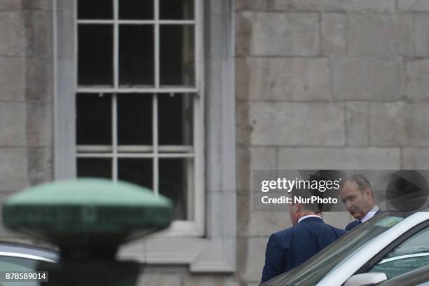 The Leader of Ireland's opposition Fianna Fail party, Micheal Martin, seen chatting to the Labour Party Alan Kelly, in the grounds of Leinster House...