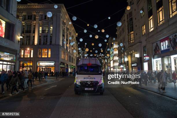 Police are seen at Oxford Circus as they responded to an incident in the Underground Station, London on November 24, 2017. The station has been...