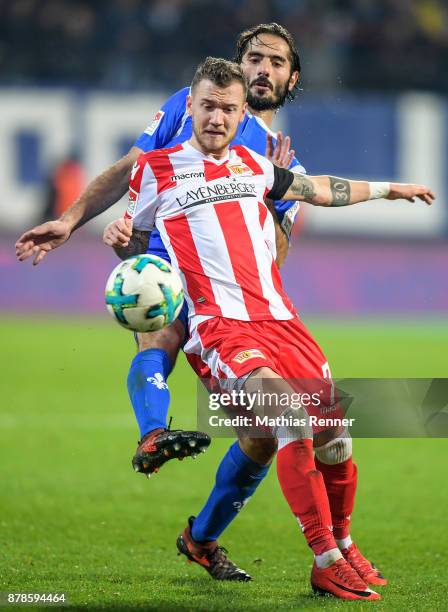 Hamit Altintop of SV Darmstadt 98 and Marcel Hartel of 1 FC Union Berlin during the Second Bundesliga match between Union Berlin and SC Darmstadt 98...