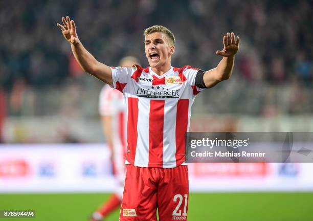 Grischa Proemel of 1.FC Union Berlin during the Second Bundesliga match between Union Berlin and SC Darmstadt 98 on November 24, 2017 in Berlin,...