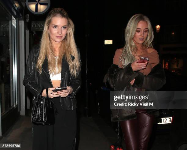 Lottie Moss and Nicola Hughes seen on a night out at Kiru restaurant on November 24, 2017 in London, England.